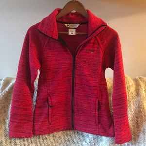 Columbia red fleece lined zip up. Women’s Small